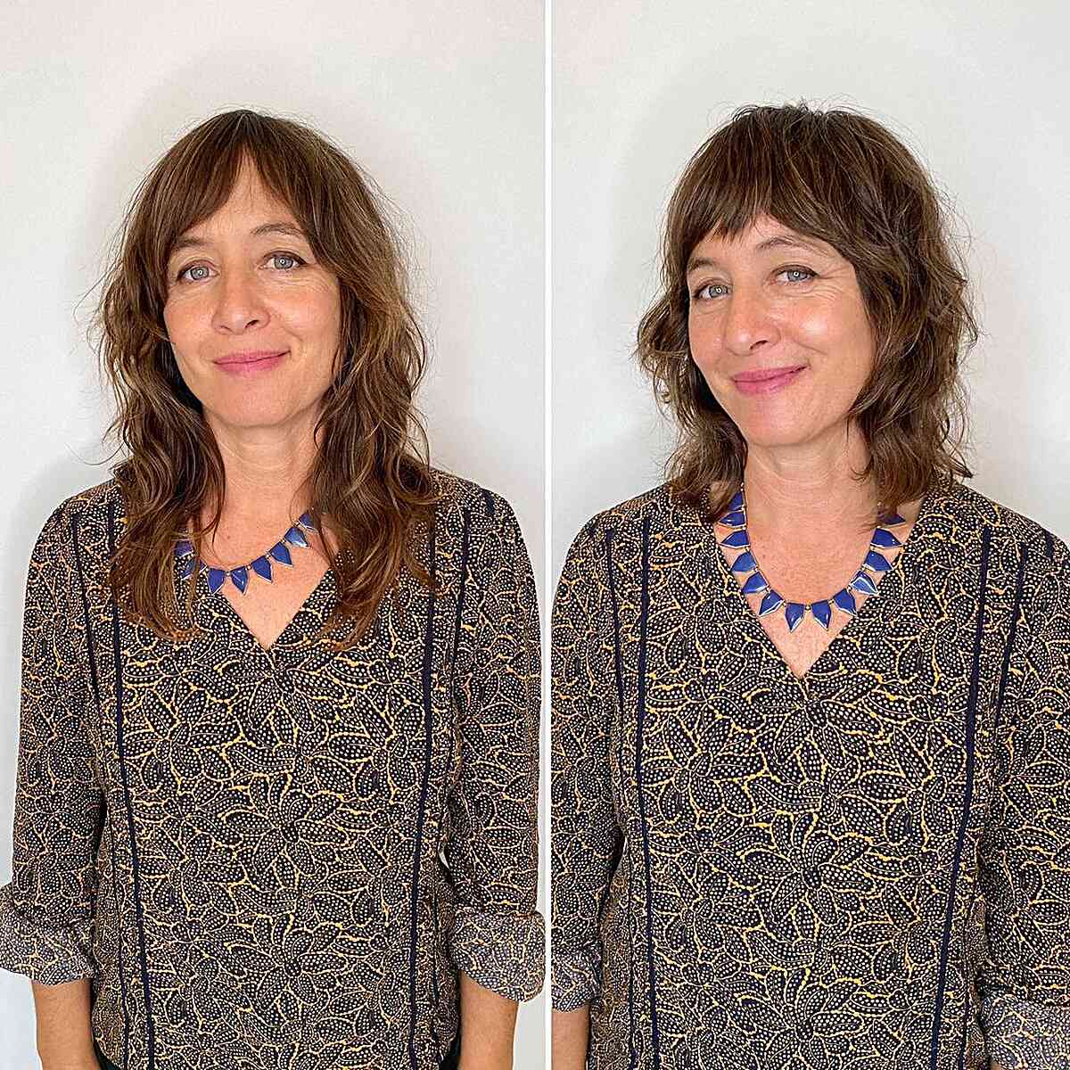 Choppy Shag Lob with Fringe Detail for Women Over 40