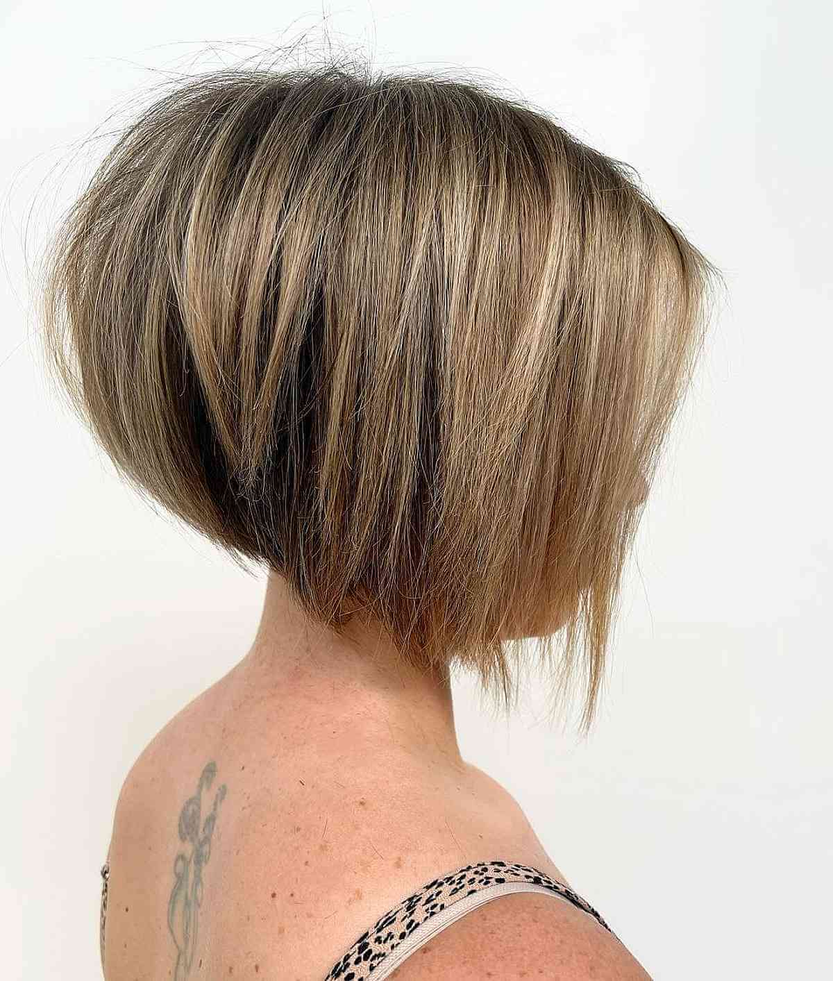 Short Choppy Stacked Blonde Bob