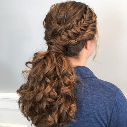 Classic braided ponytail with bangs