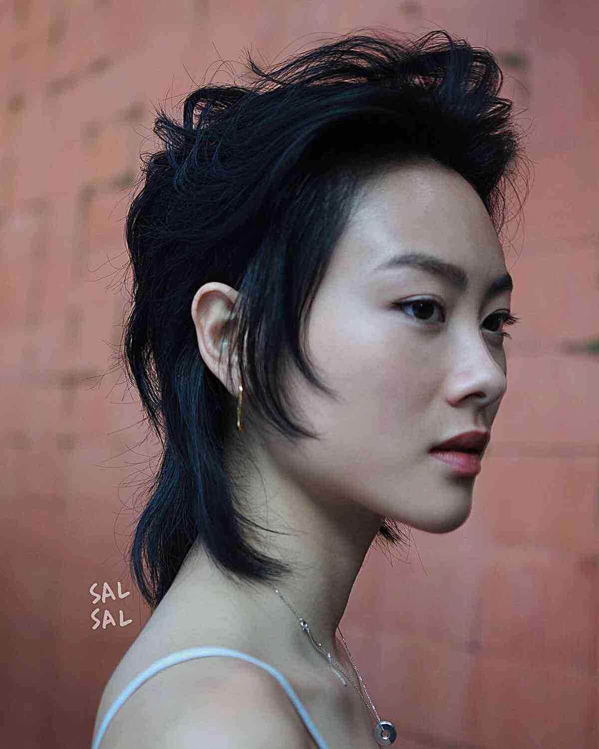 Modern and Classic Mullet-Influenced Hairstyle for ladies with fine hair texture