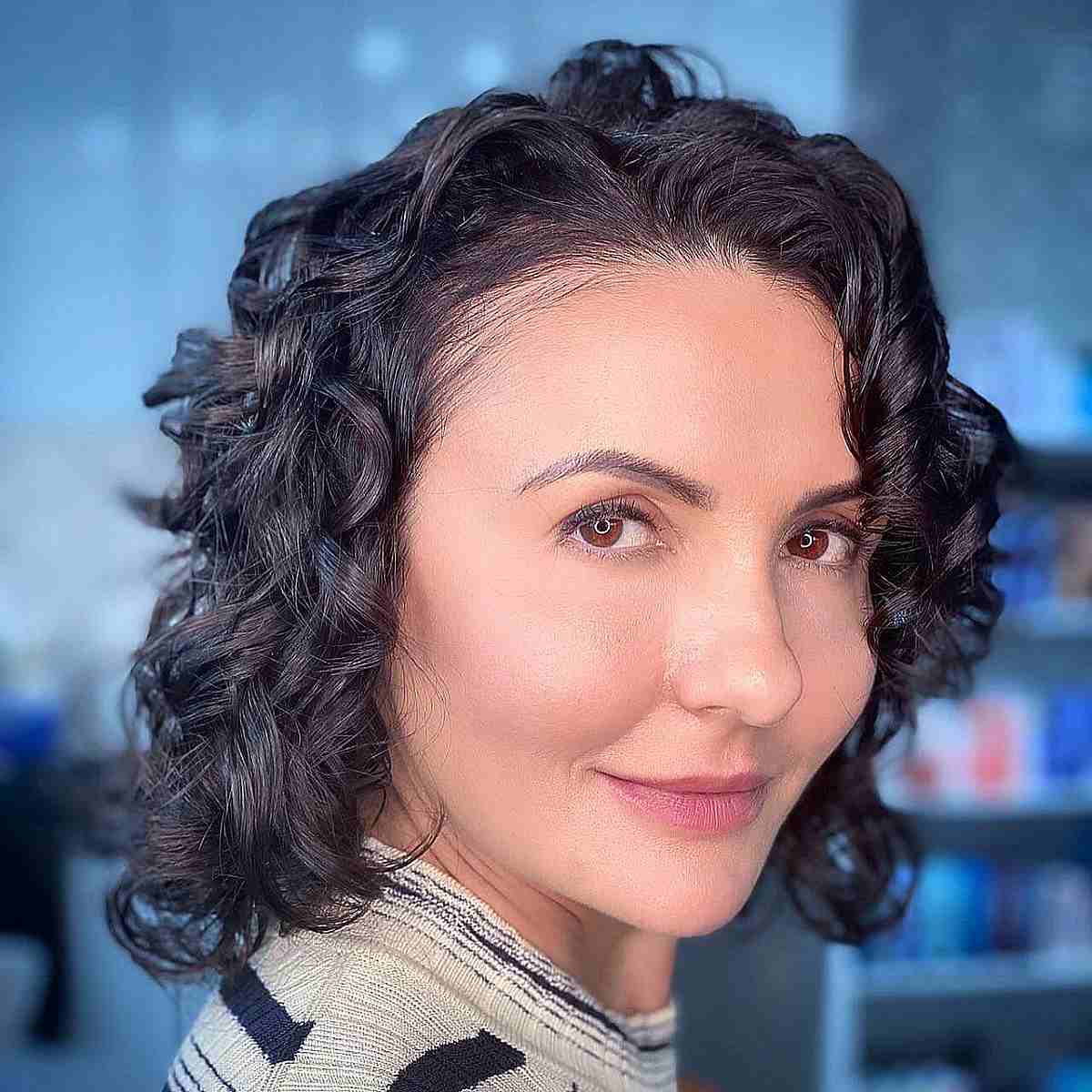 Contemporary Bob with Effortless Curls for Women 40 and Above