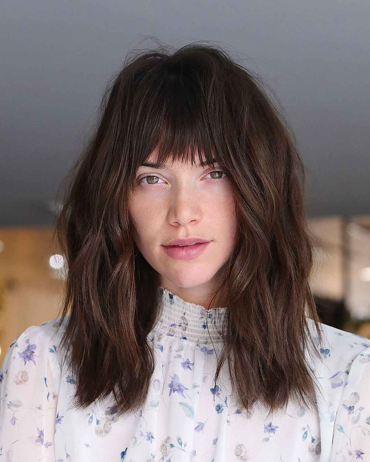 contemporary chocolate brown shag for thick hair