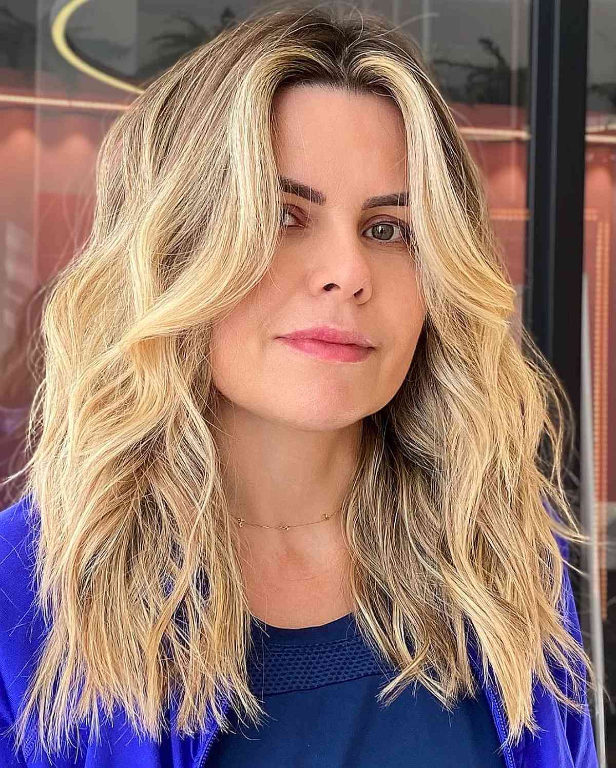 Mid-Length Contemporary Long Layers for Square Faces