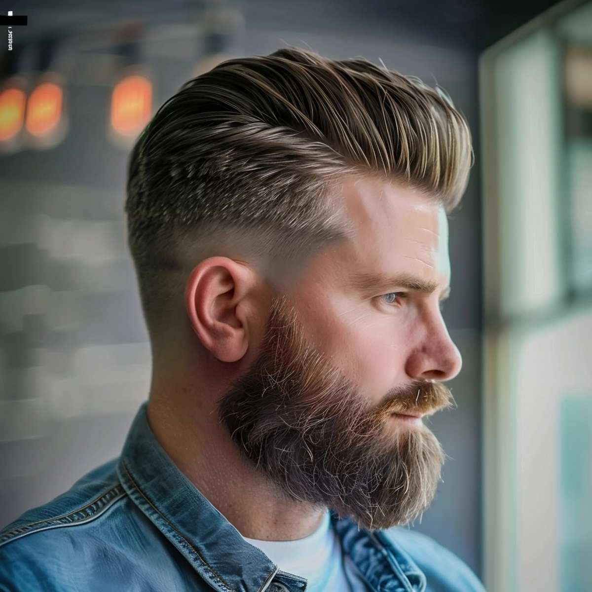 Contemporary low fade pompadour style