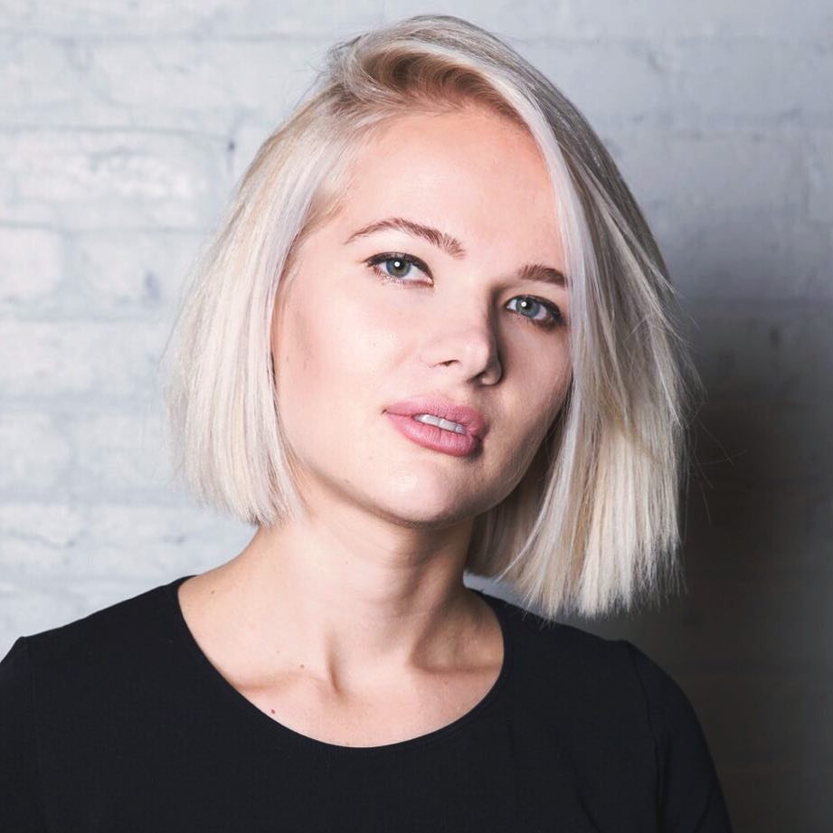 Contemporary Squared-Off Neck-Length Blonde Bob