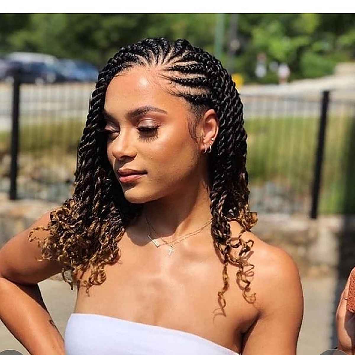 Contemporary Twist Braids and Cornrows Hairstyle