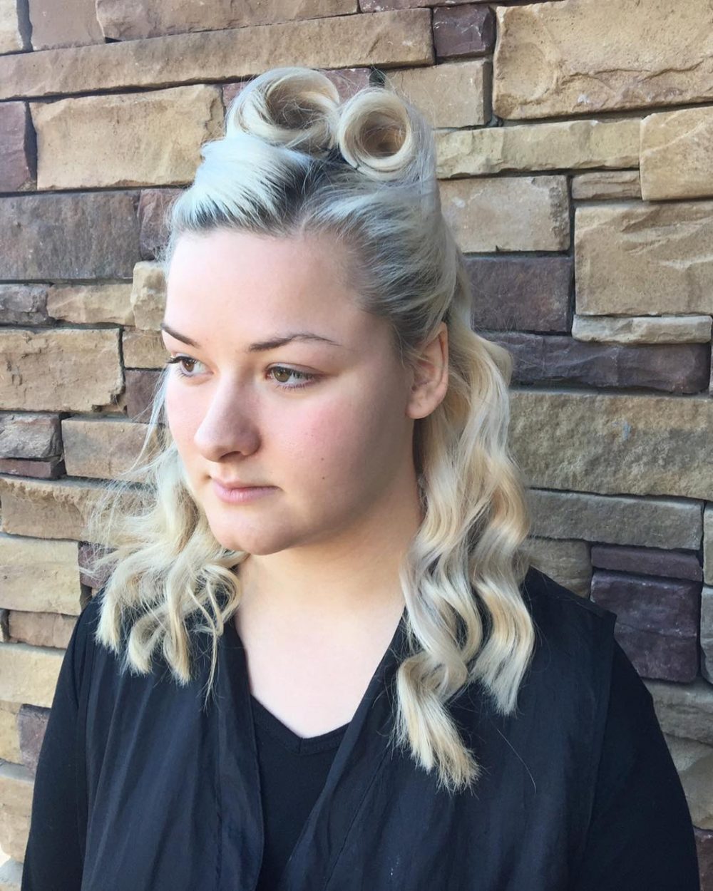 Contemporary Victory Roll Look for Medium Length Hair