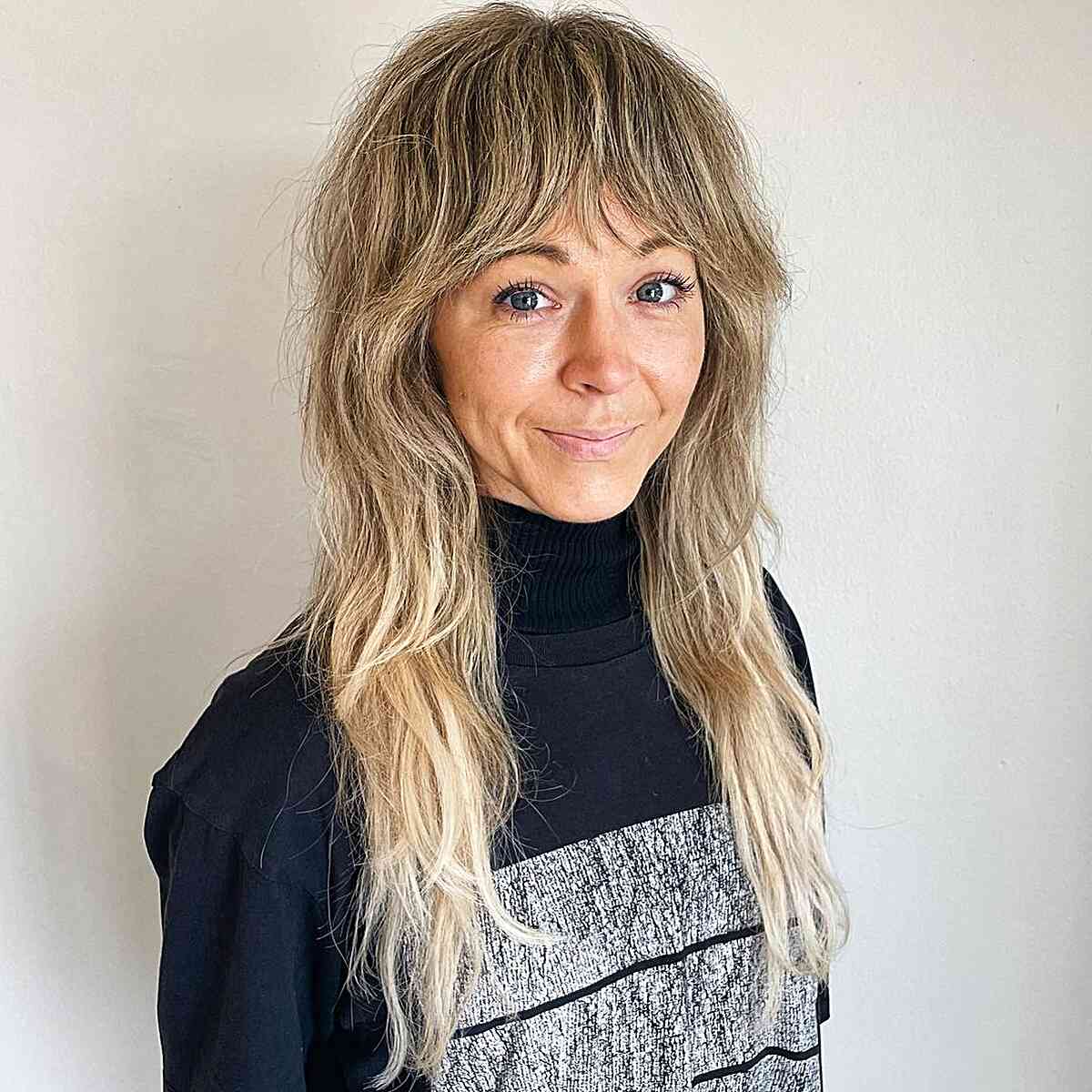 Contemporary Wavy Shag for Older Women