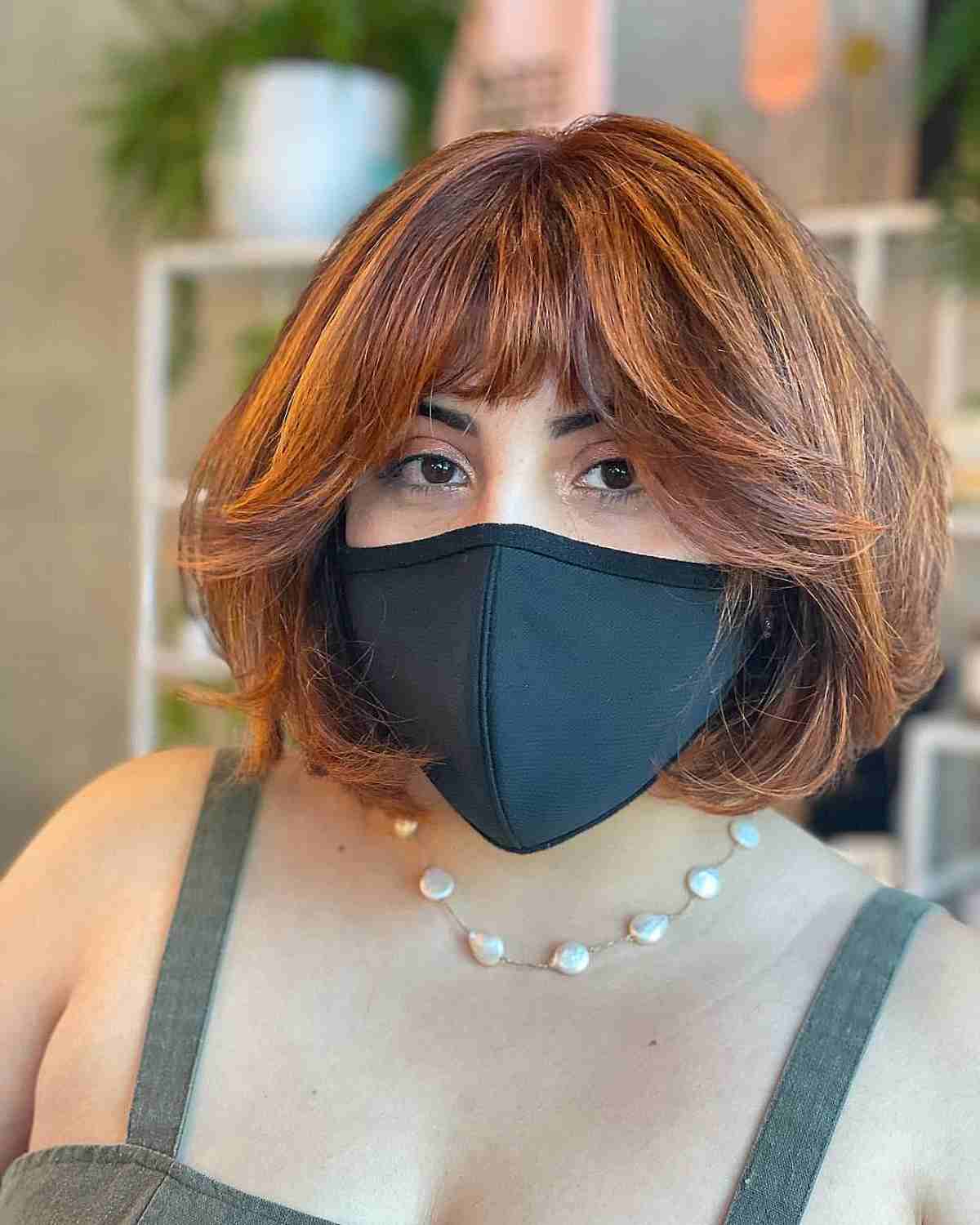 Copper Bob for Chubby Faces with Thick Hair