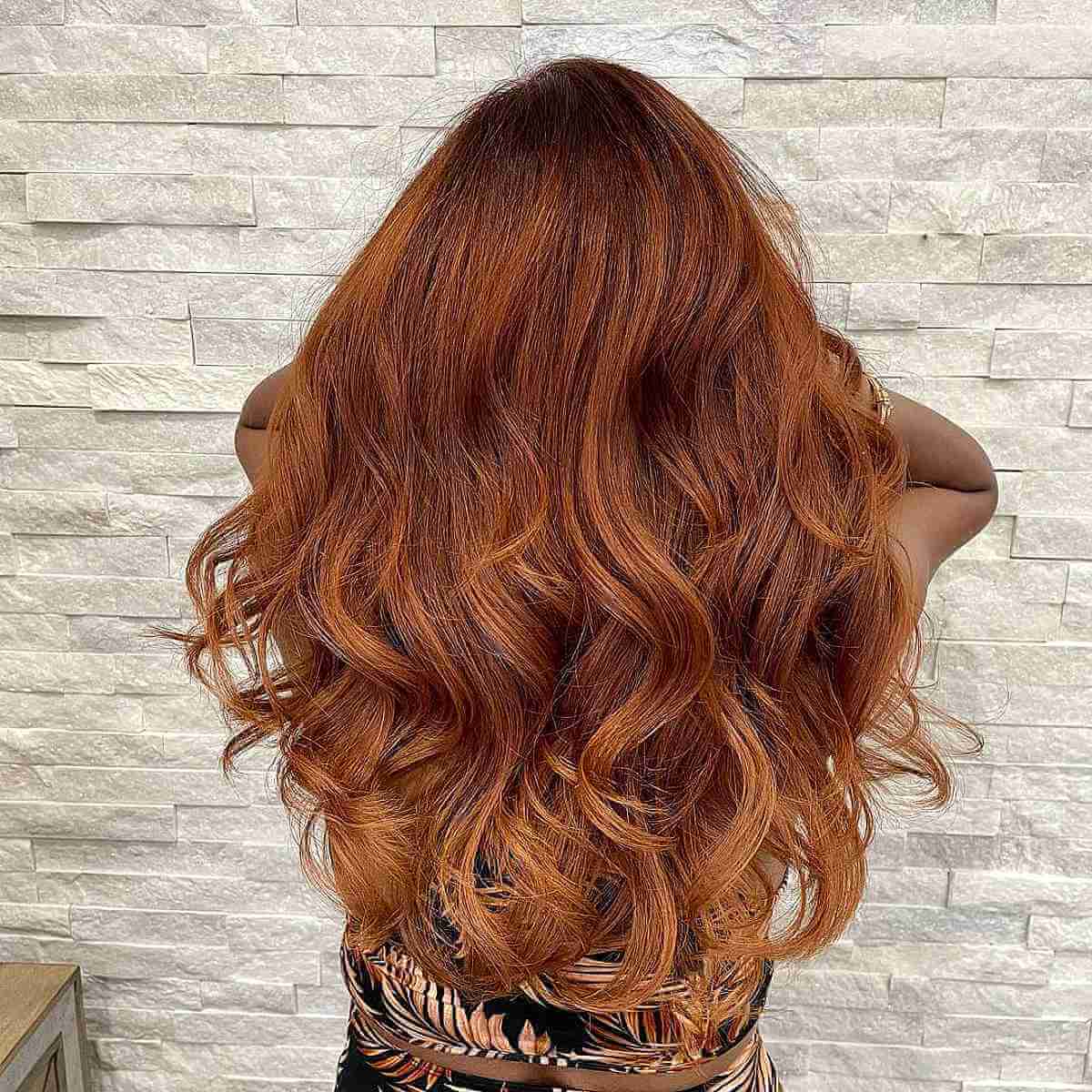 Copper Balayage Hair Color with Gentle Orange Highlights