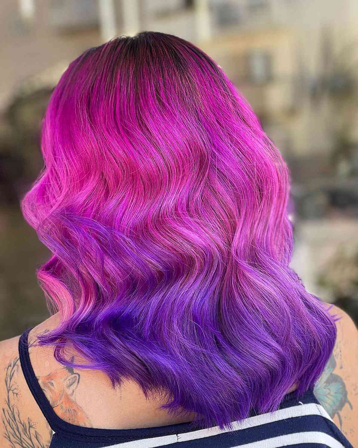 Coral Roots with Lavender Ends Ombre