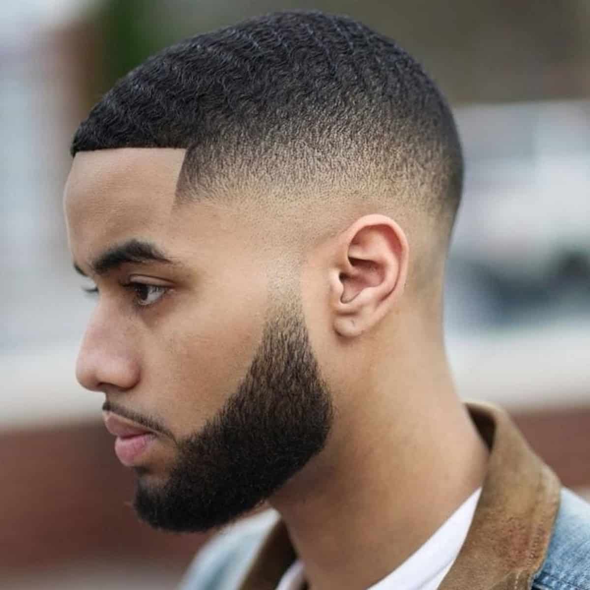 Crew cut with beard fade