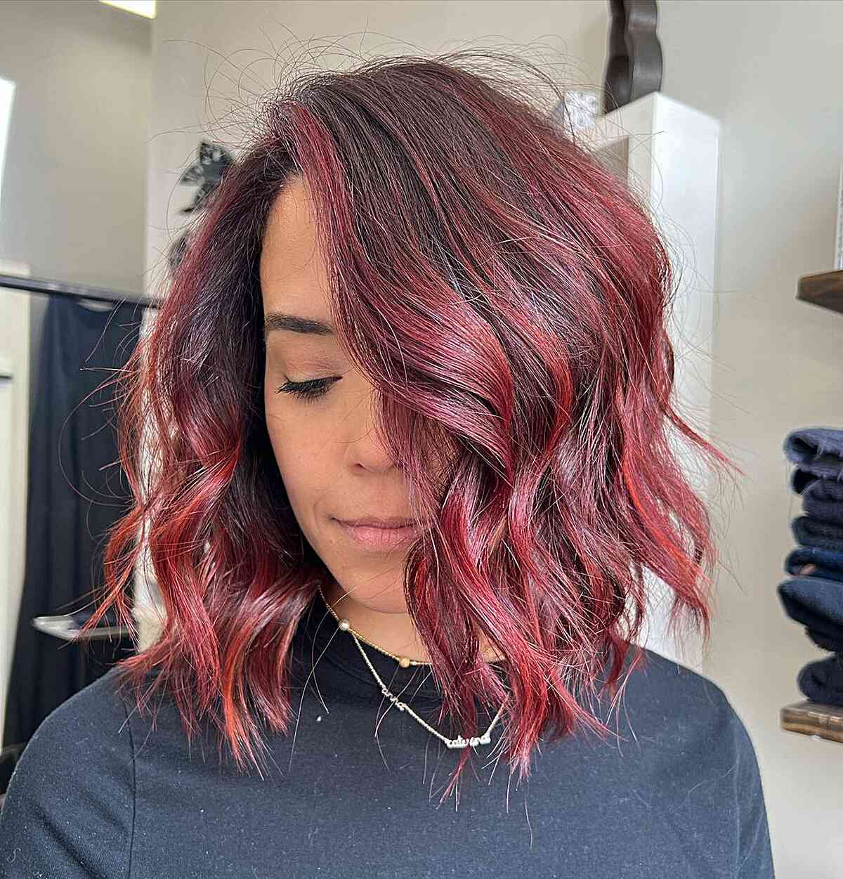 Crimson and Ebony Balayage