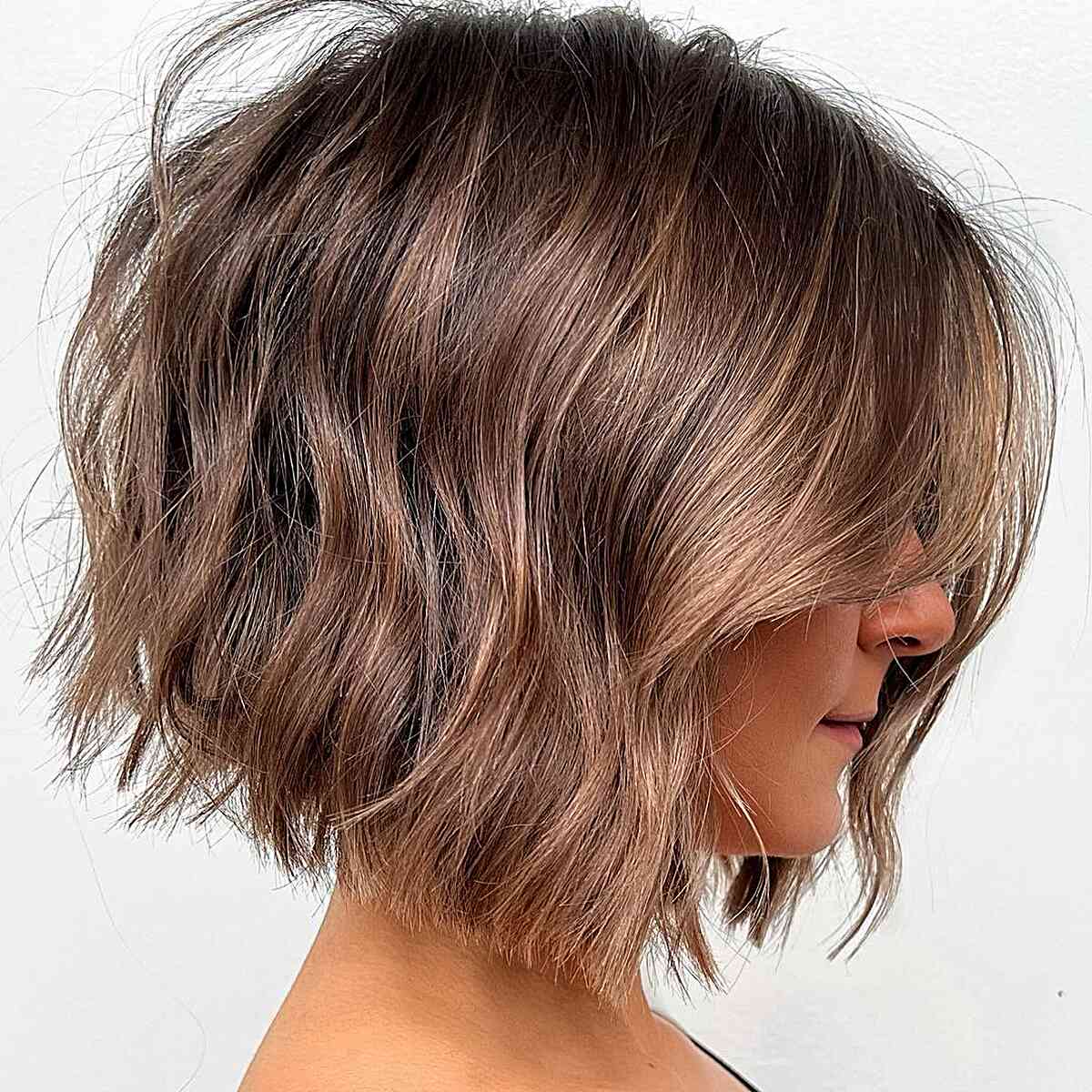 Cropped A-Line Choppy Bob for Fine Hair
