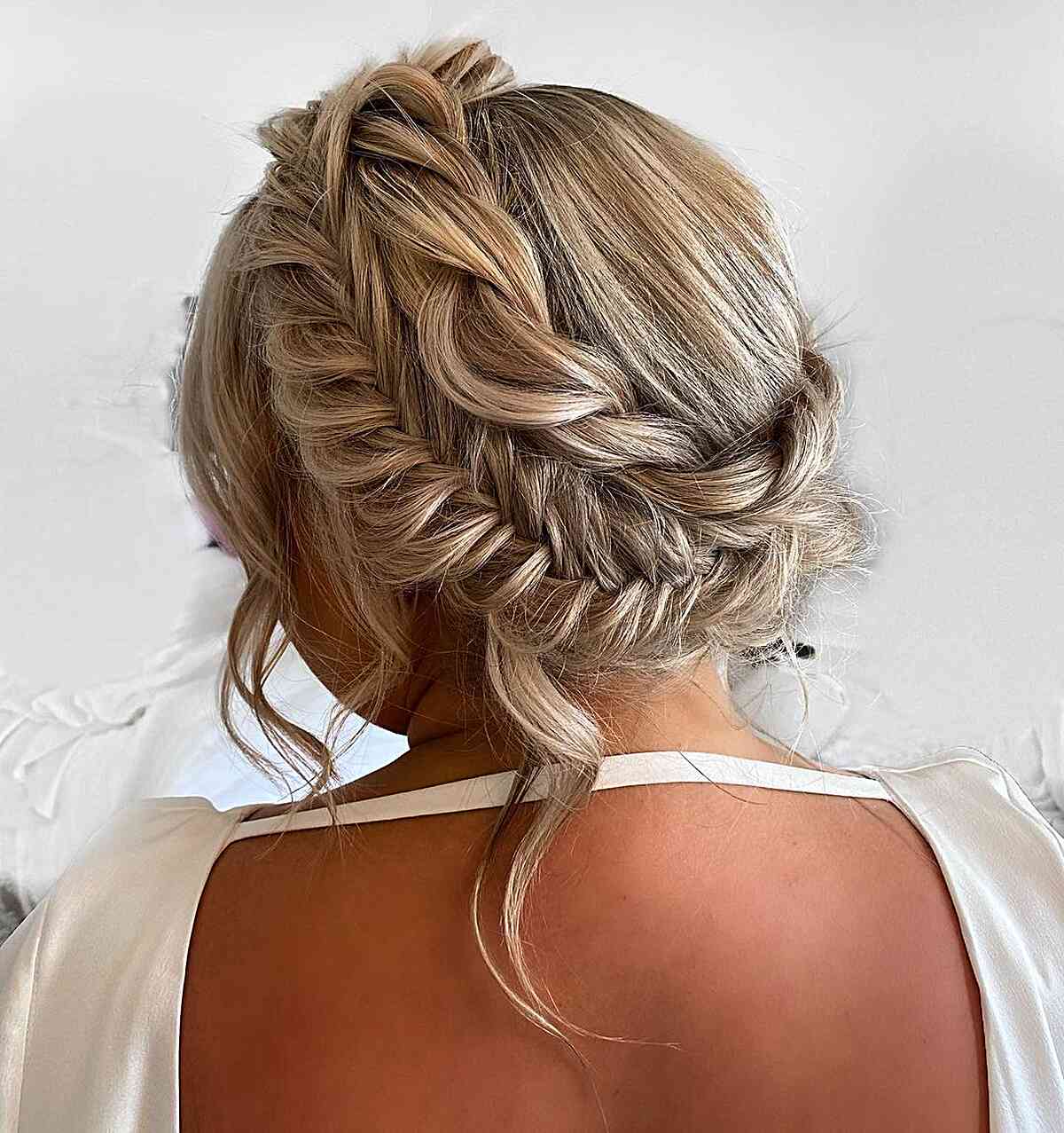 Crown Braid Updo for Long Hair at Prom