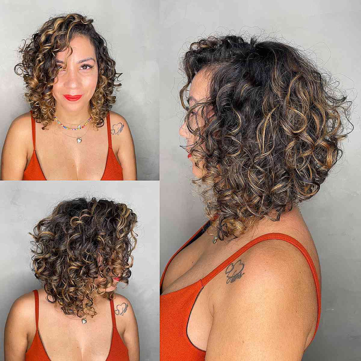 Long curly inverted bob hairstyling