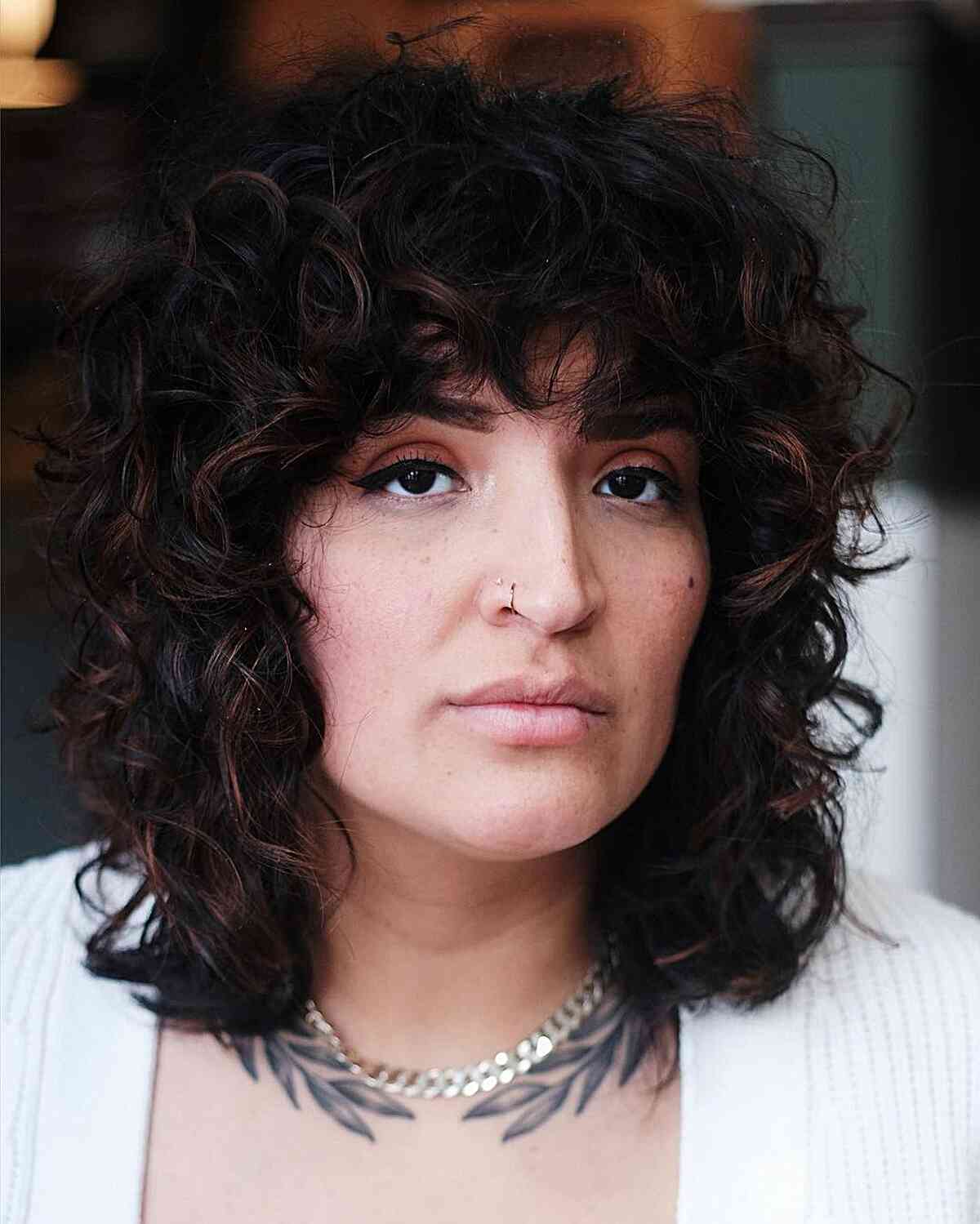 Curly Lob with Mullet Inspiration for women with thick hair