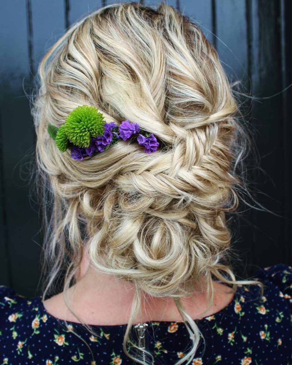 Curly Updo with Fishtail Braid for Longer Locks