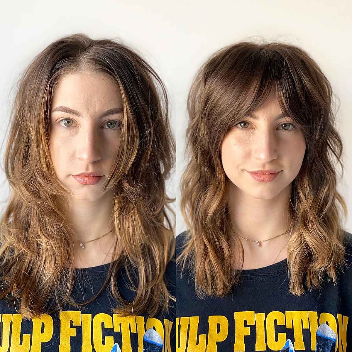 Curtain Bangs Paired with Beach Waves