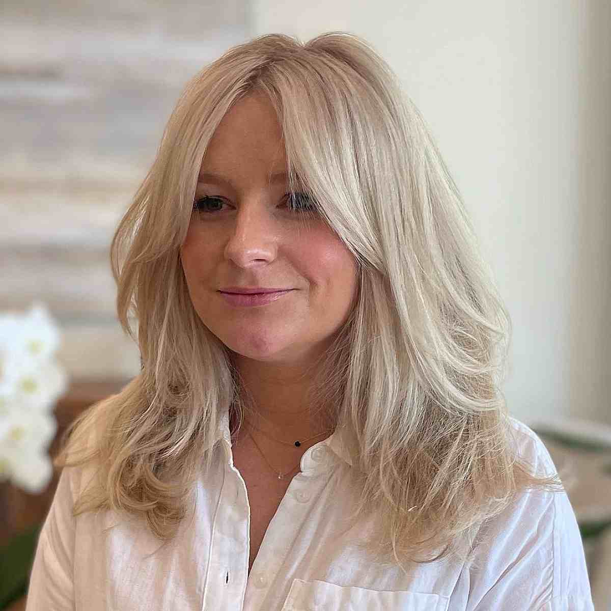 Long Curtain Fringe with Razor Cut Straight Layers