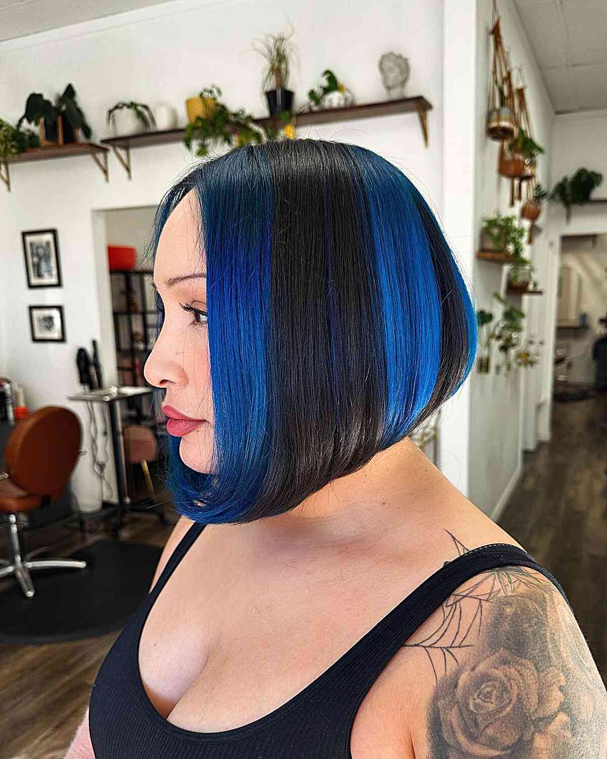 Dark Blue Skunk Stripes Hair Color