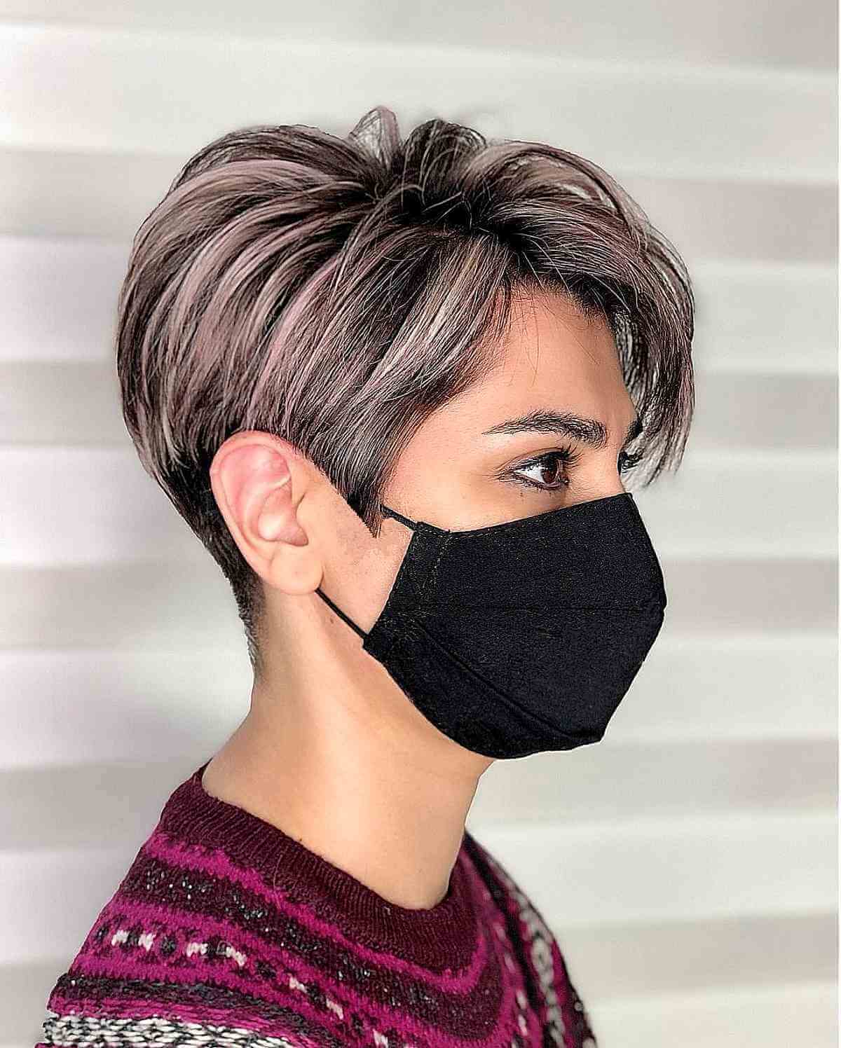 Dark Pixie with Soft Pink Highlights