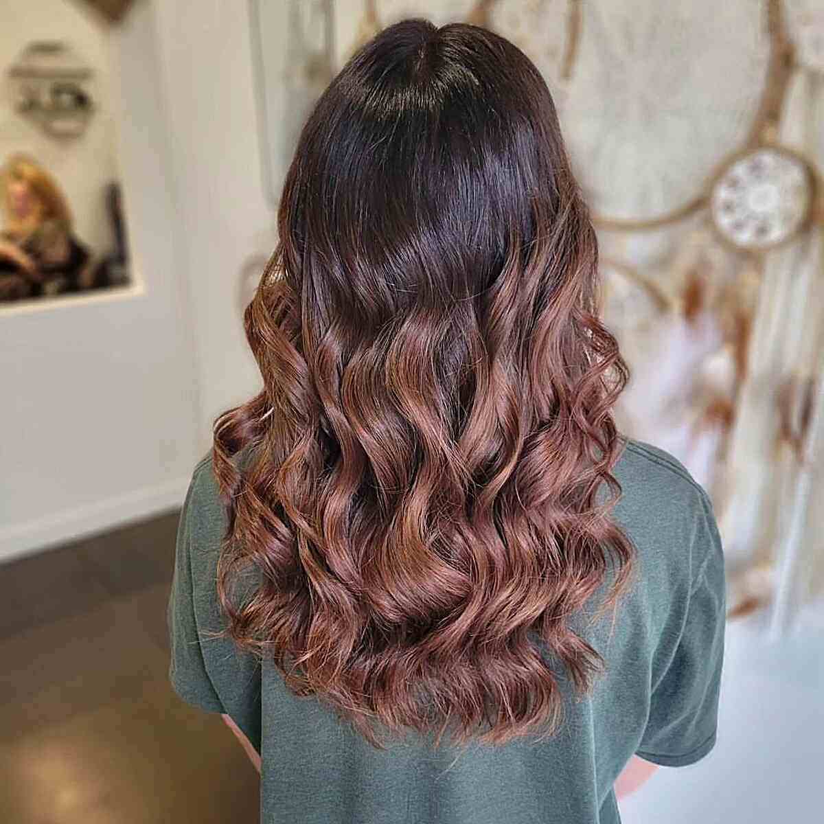 Deep Brown Ombre with Natural Dark Roots
