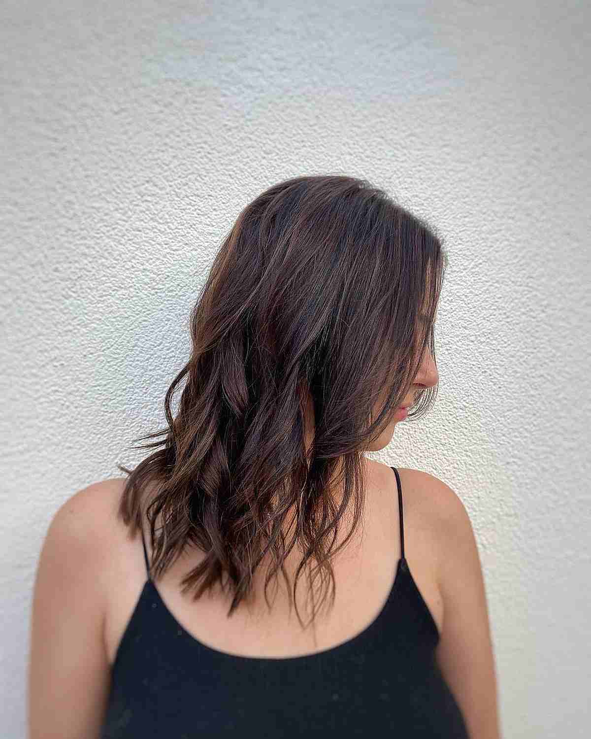 Deep Brunette with a Medium-Length Hairstyle