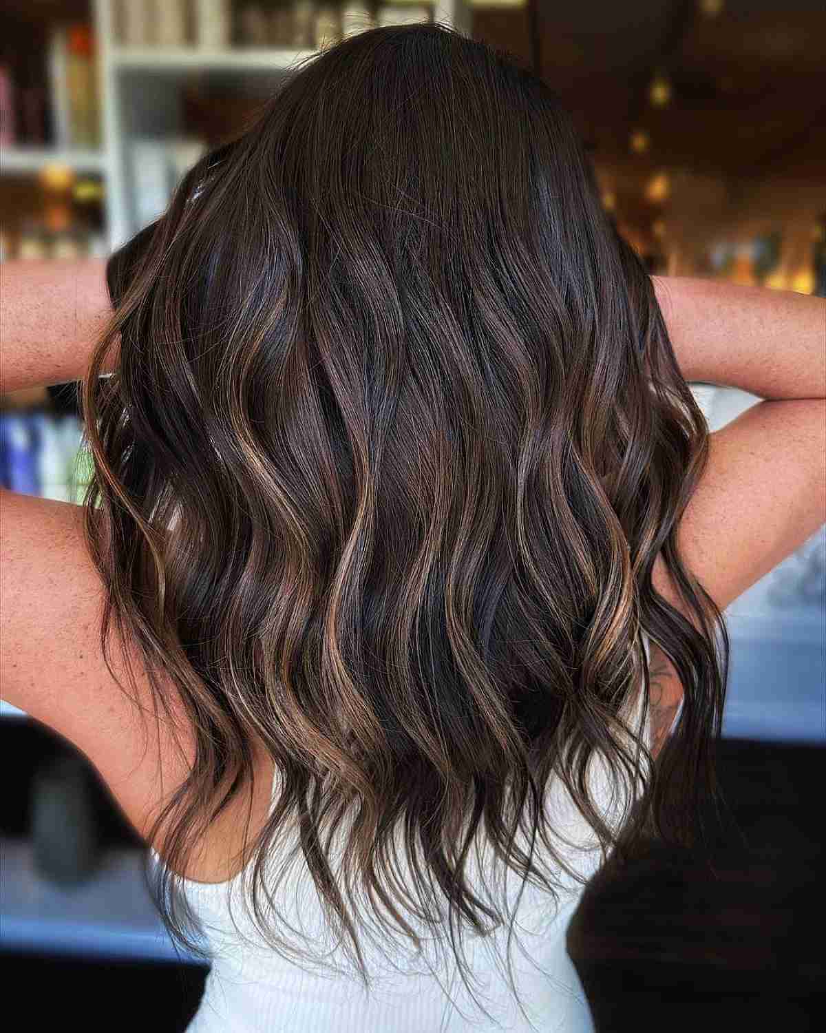 Deep Brunette with Delicate Brown Sugar Highlights