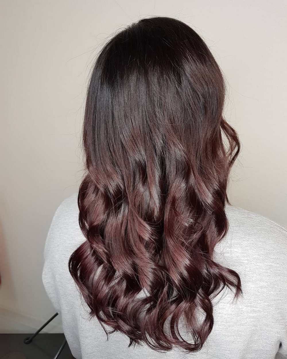 Deep Burgundy Red Hair with Dark Roots