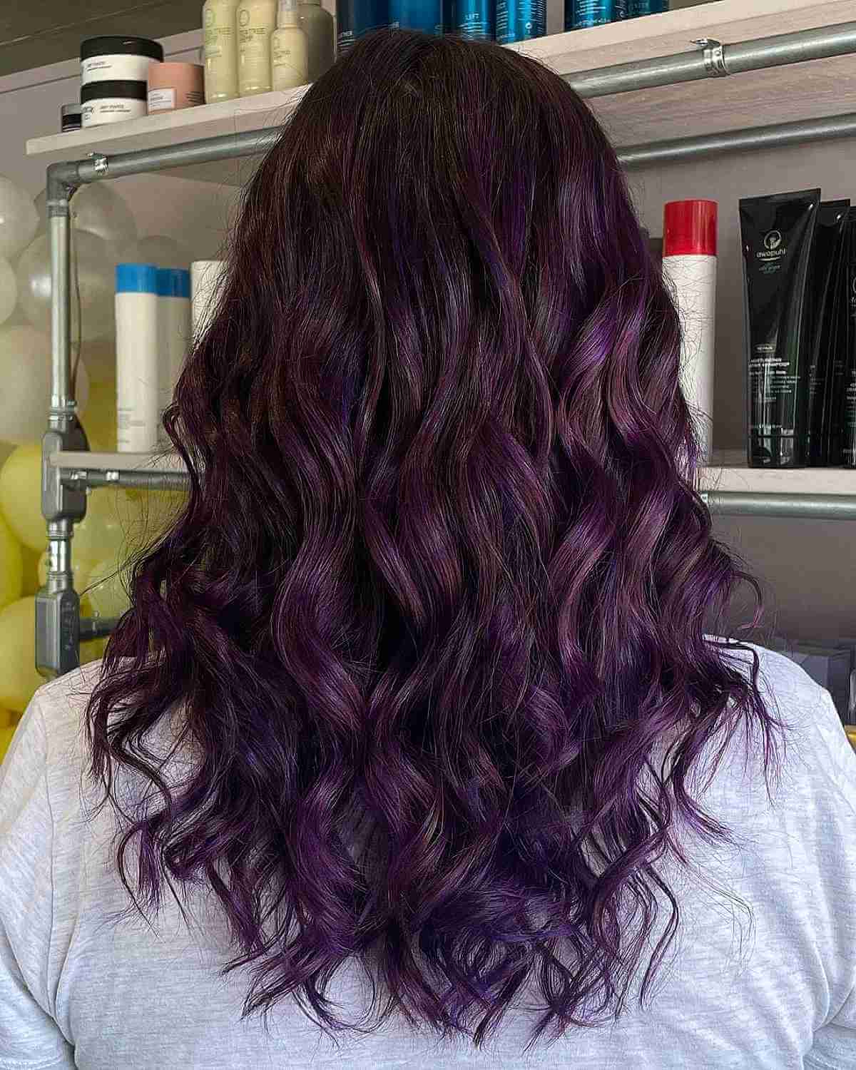 Deep Purple Balayage Hair Hue