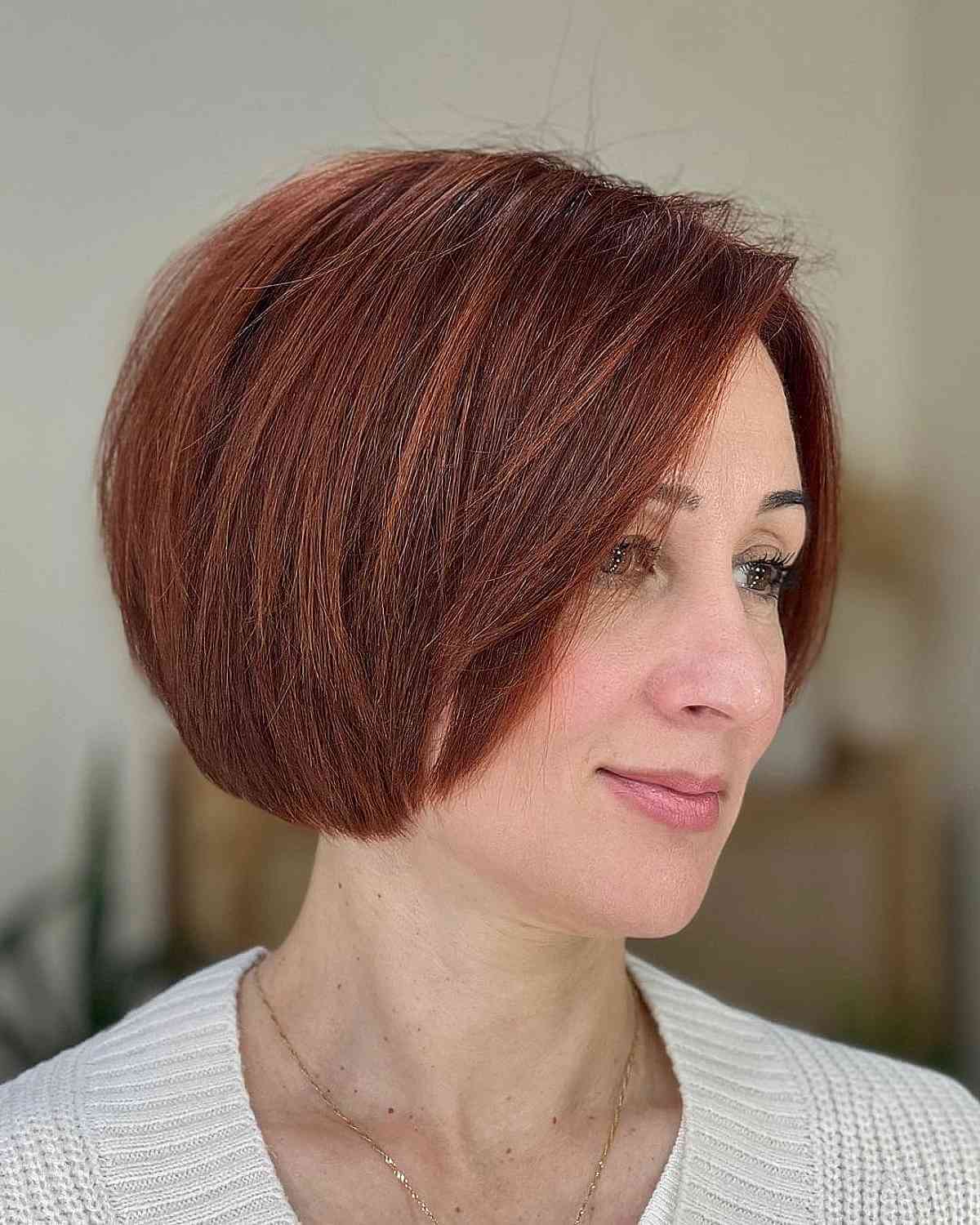 Short Deep Red Layered Bob Hairstyle