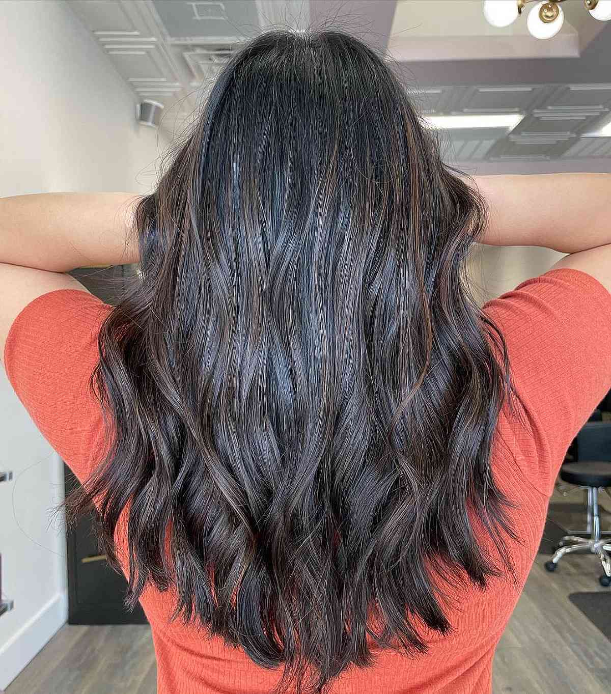 Delicate Highlights and Partial Balayage on Dark Hair