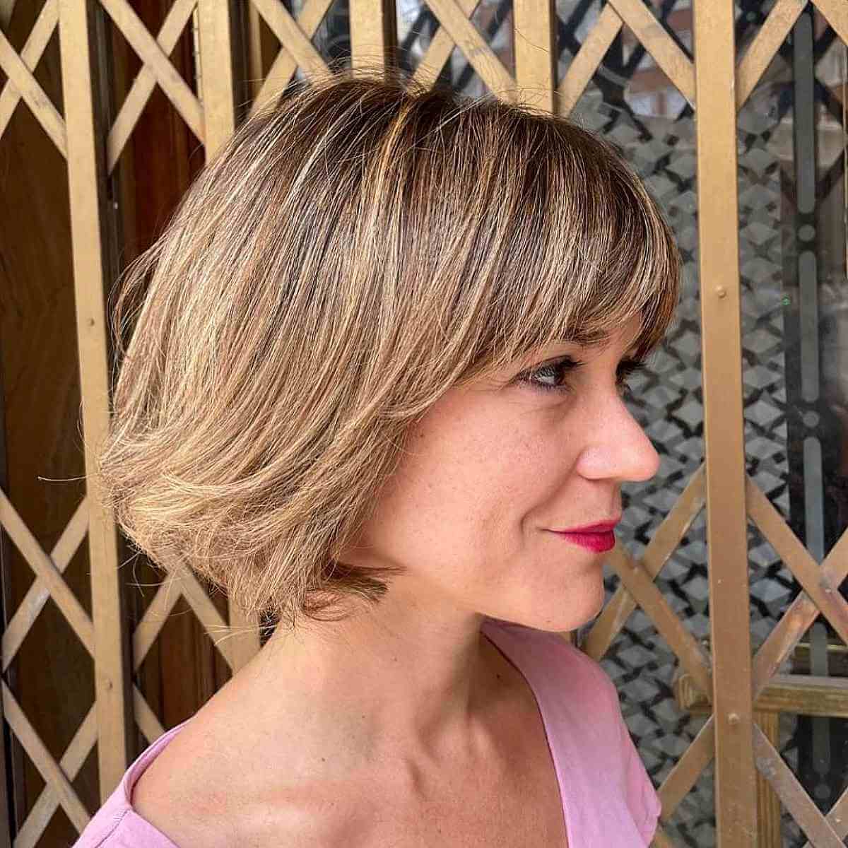 Delightful Honey Blonde Balayage on Short Hair