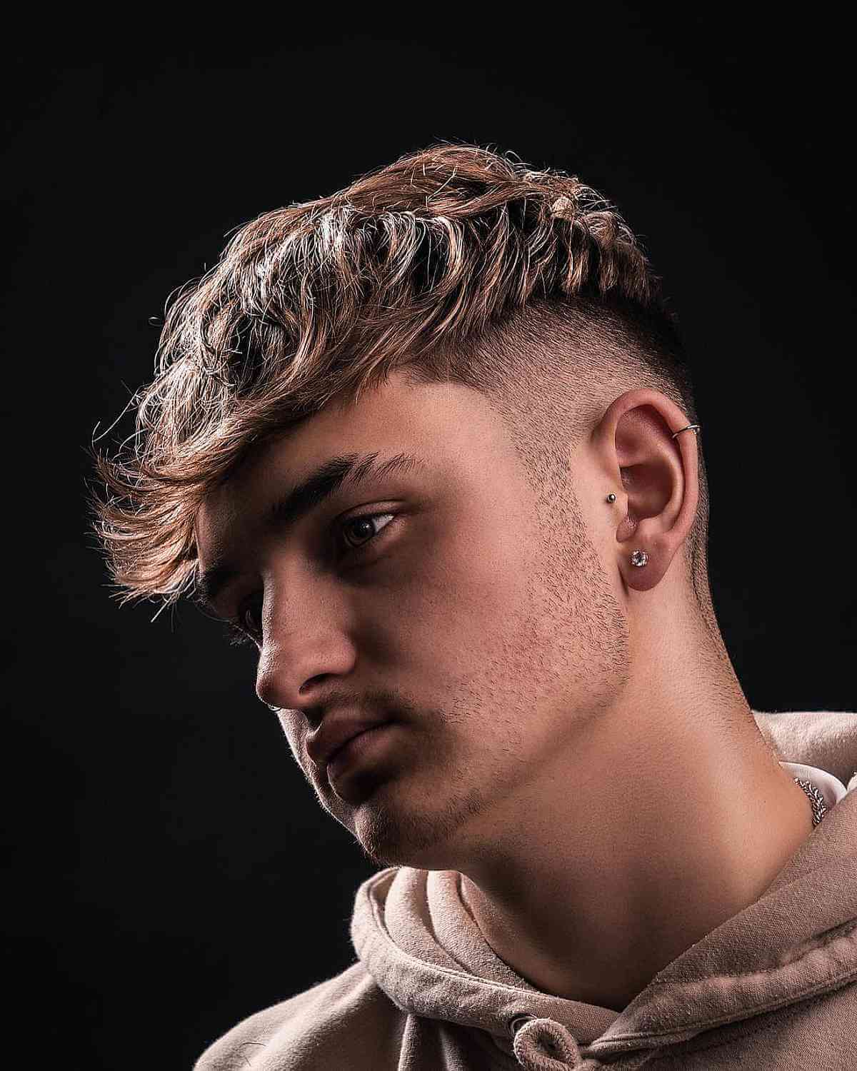 Disconnected Long Top with Shaved Sides for Men with Thick Hair