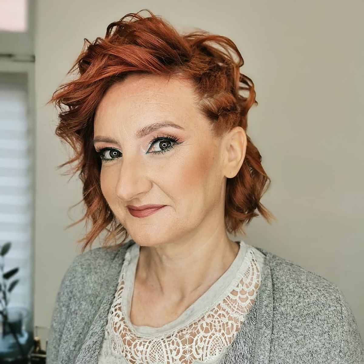 distinctive side braid on short hair