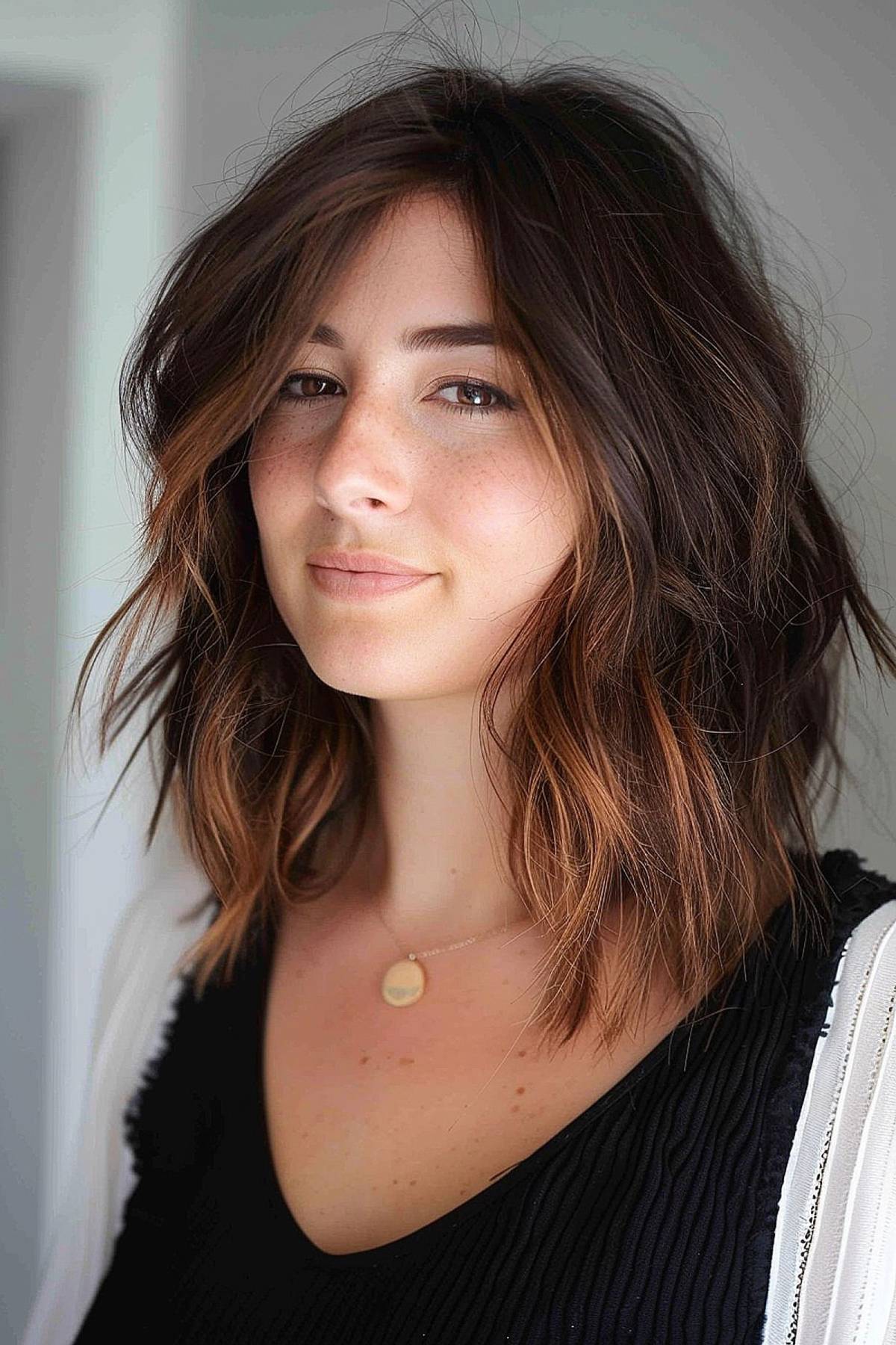 textured mid-length layers