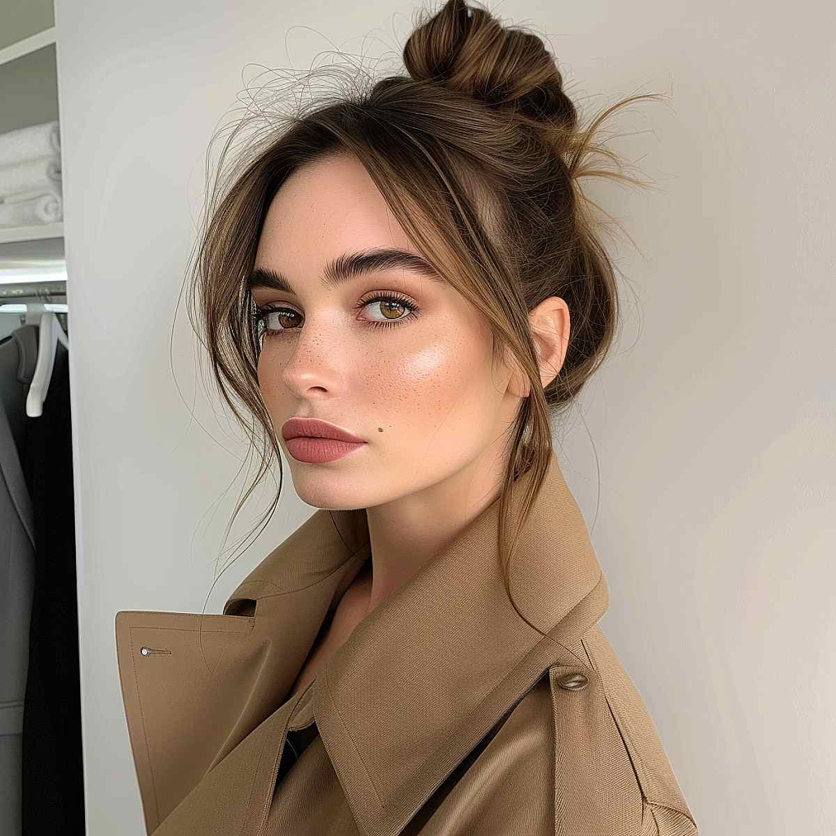 Easy medium-length updo for square face