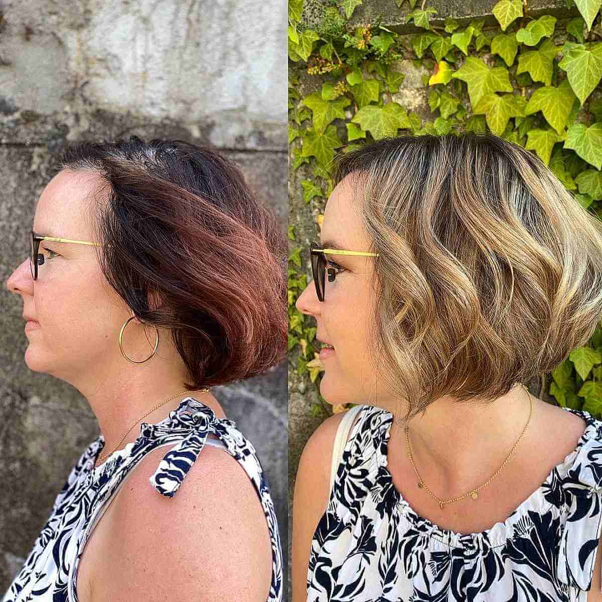 Easygoing Blonde Balayage Wavy Bob for Thinning Hair