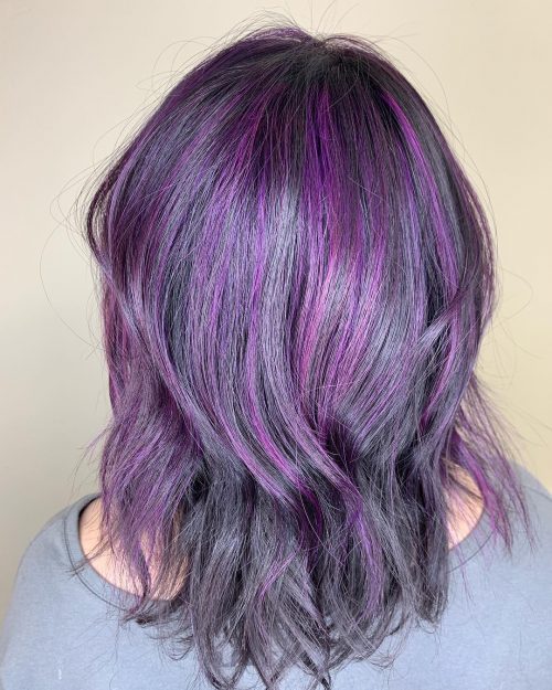 Ebony Tresses with Purple Accents