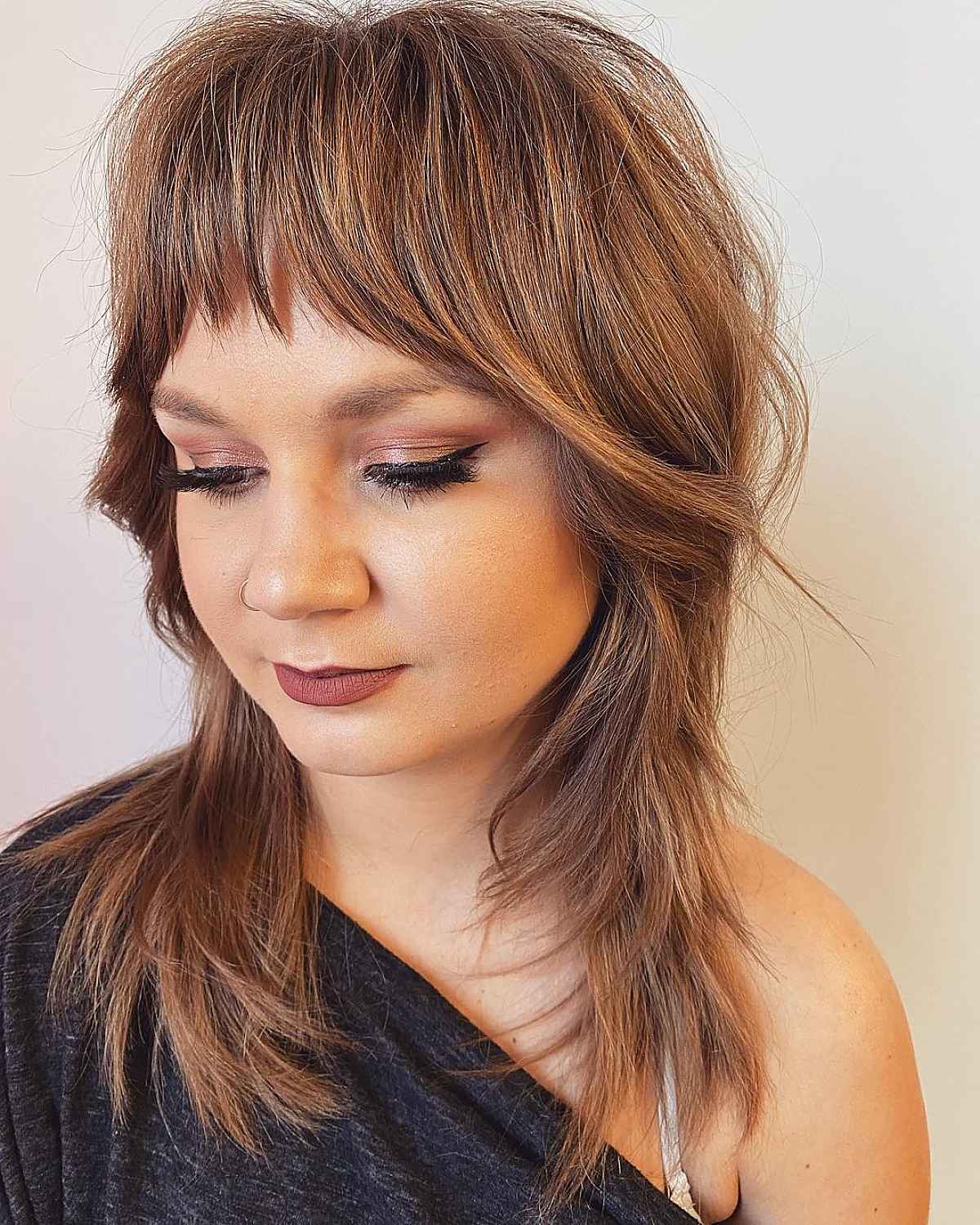 Edgy Bangs on a Shag Hairstyle