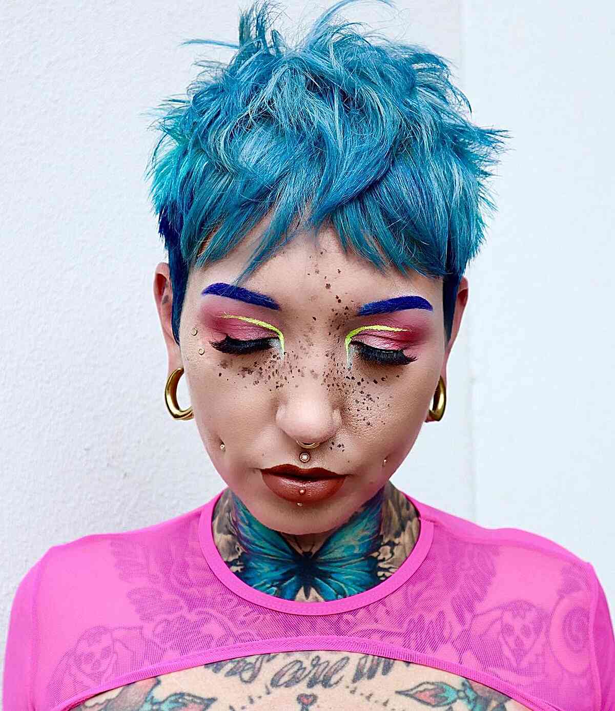 Edgy Blue Choppy Pixie Hair Color Inspiration