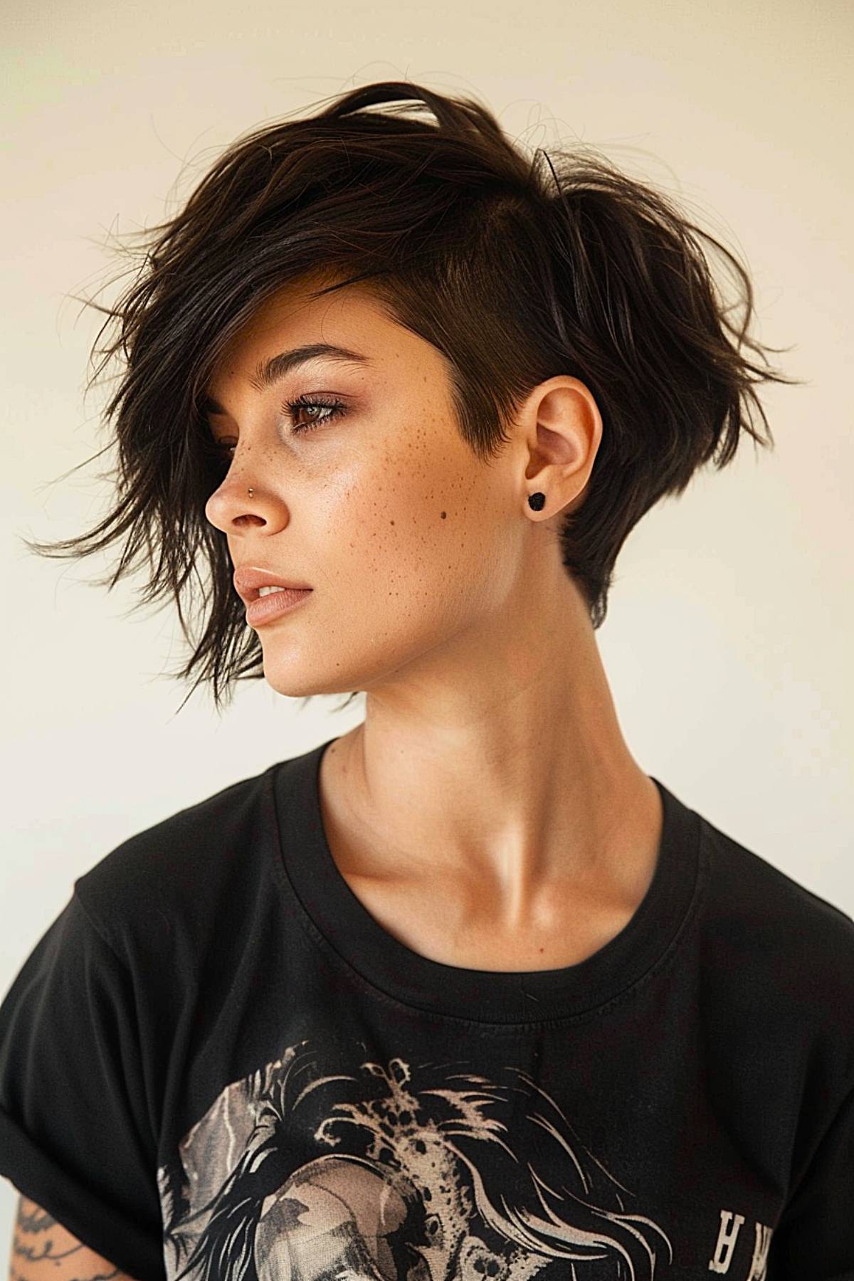 Edgy bob with undercut for fine hair