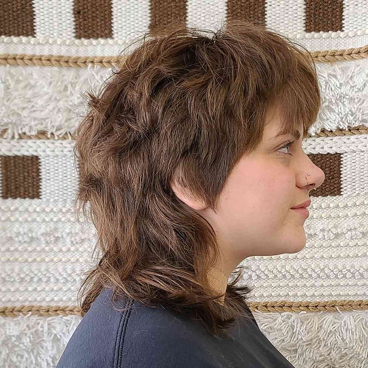 Edgy Medium-Length Wolf Cut Shaggy Mullet on Thick Hair