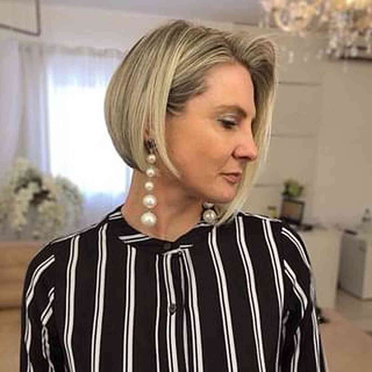 Effortless Asymmetric Bob for Women Over 40