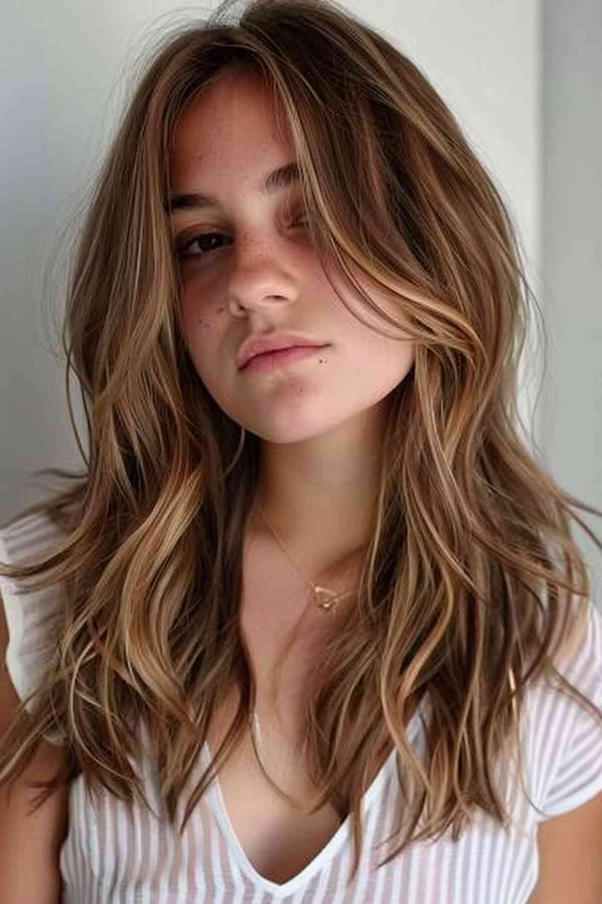 Young Female with Medium Layered Balayage Hairstyle