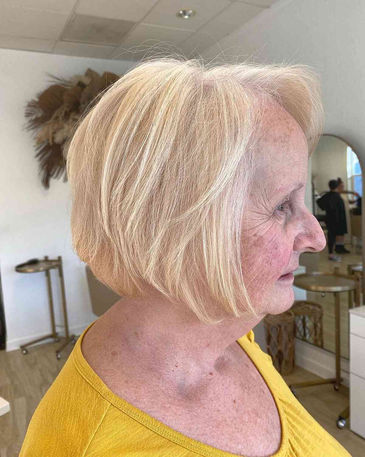 Short Layered Effortless Bob Hairstyle for Women Over 70