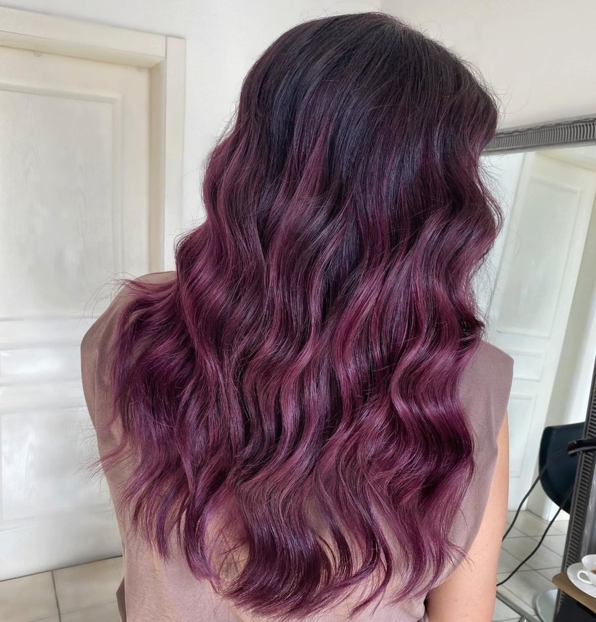 Burgundy and magenta balayage