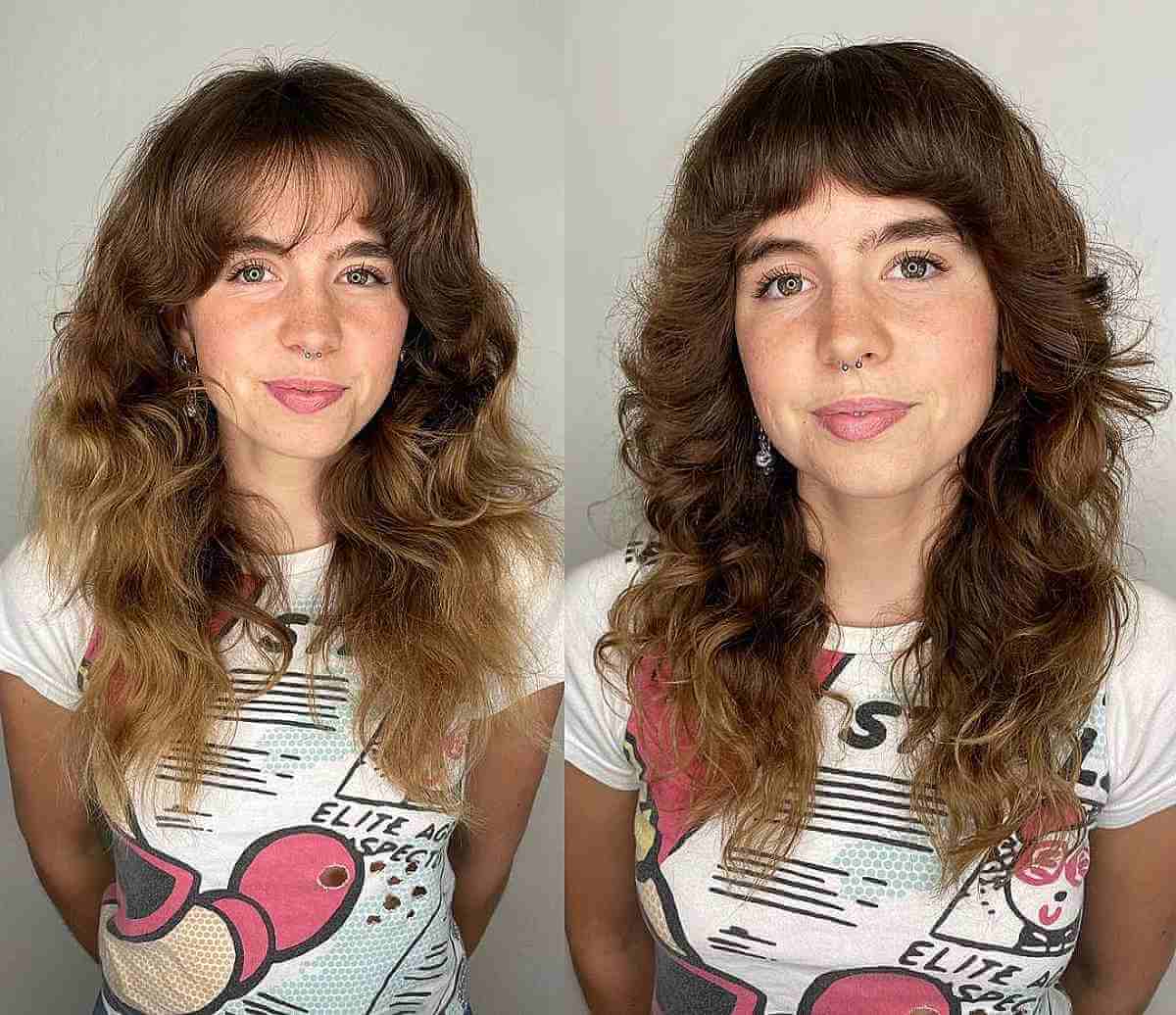 Effortless Curly Hair with Bangs