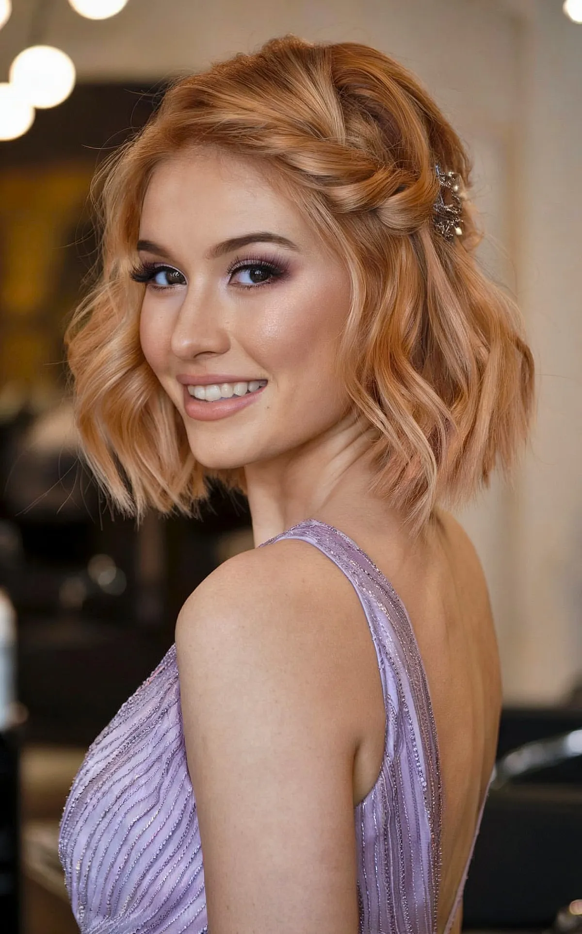 Effortless Half-Up Twist for Angled Bob